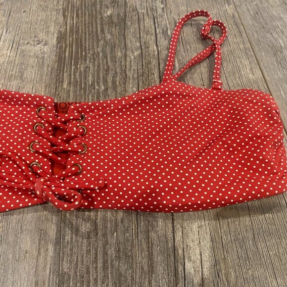 Roxy Red & White Polka Dot Convertible Bikini Top Size M - Picture 2 of 4